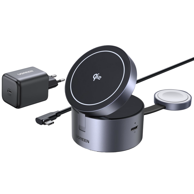 UGREEN UNO Chargeur Sans Fil Magnétique 3-en-1 25 W (Compatible MagSafe)