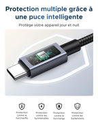 UGREEN Nexode Câble USB C 240W avec Écran LCD 48V 5A PD 3.1 (1M) | Type C Charge Rapide, Compatible avec MacBook Ordinateur Portable de Jeu iPad iPhone 17 Pro Max Air Galaxy S26 S25 Pixel 10.
