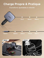Avant d’utiliser le chargeur de voyage UGREEN Nexode 145W avec câble USB-C rétractable, les câbles étaient enchevêtrés dans la voiture ; désormais, grâce aux 8 longueurs réglables, ce chargeur de voyage maintient un espace de charge propre et bien rangé pendant vos déplacements.