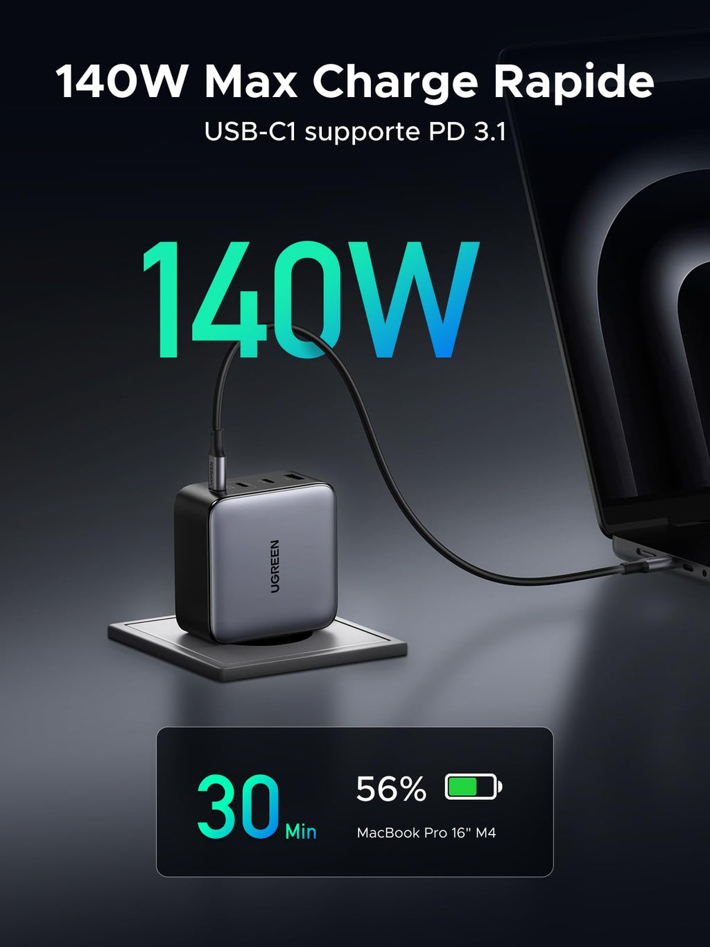 UGREEN Nexode 200W Chargeur USB C Rapide 140W PD 3.1 GaNInfinity