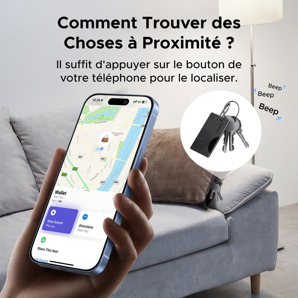 UGREEN FineTrack Slim Wallet Traceur Tag iOS Uniquement