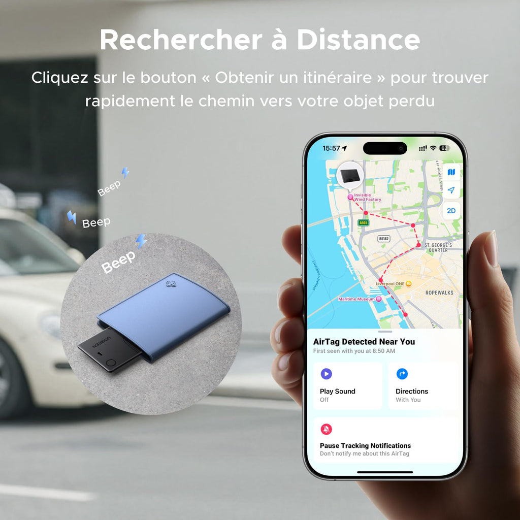 UGREEN FineTrack Slim Wallet Traceur Tag iOS Uniquement