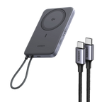 UGREEN MagFlow Air Batterie Externe Magnétique en Pack (5 000 mAh / 10 000 mAh, Qi2 15 W, Câble USB-C 100 W de 1 m Inclus)