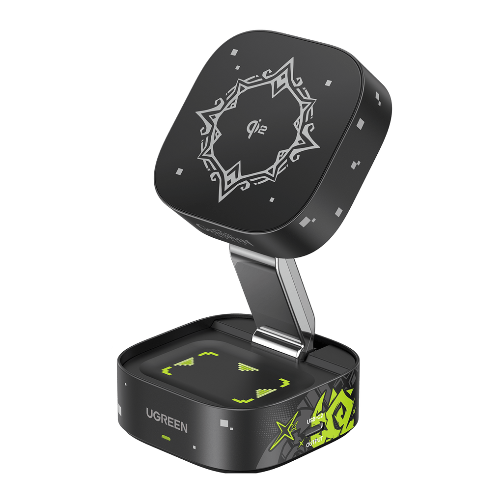 UGREEN MagFlow Chargeur Sans Fil 2-en-1 Édition Genshin Impact (Qi2 15W, Pliable)