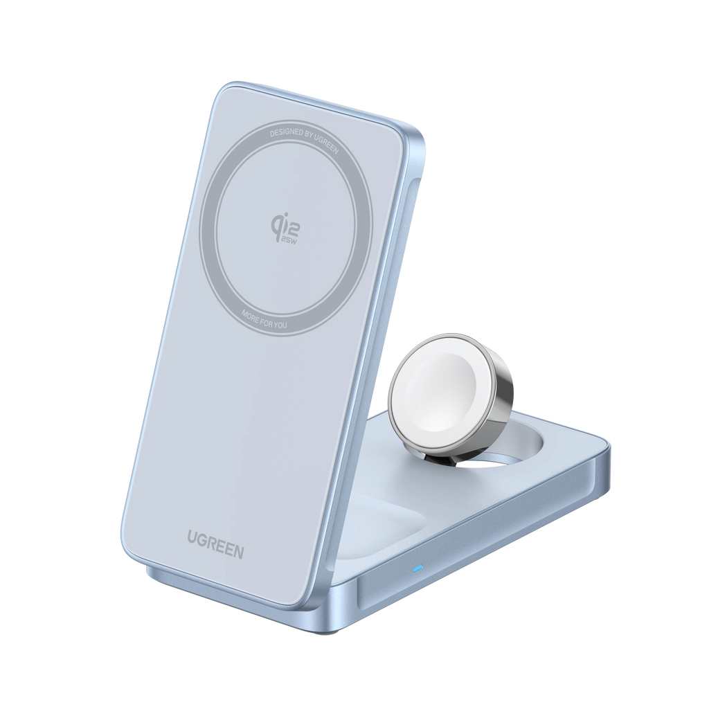 UGREEN MagFlow Chargeur sans fil magnétique 3-en-1 (Qi2 25 W, compatible MagSafe)