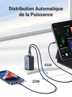 UGREEN Nexode Chargeur 65W USB C Rapide 3 Ports - UGREEN
