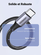 UGREEN Lot de 2 Câble USB C 3A Nylon Tressé Câble USB Type C Charge Rapide