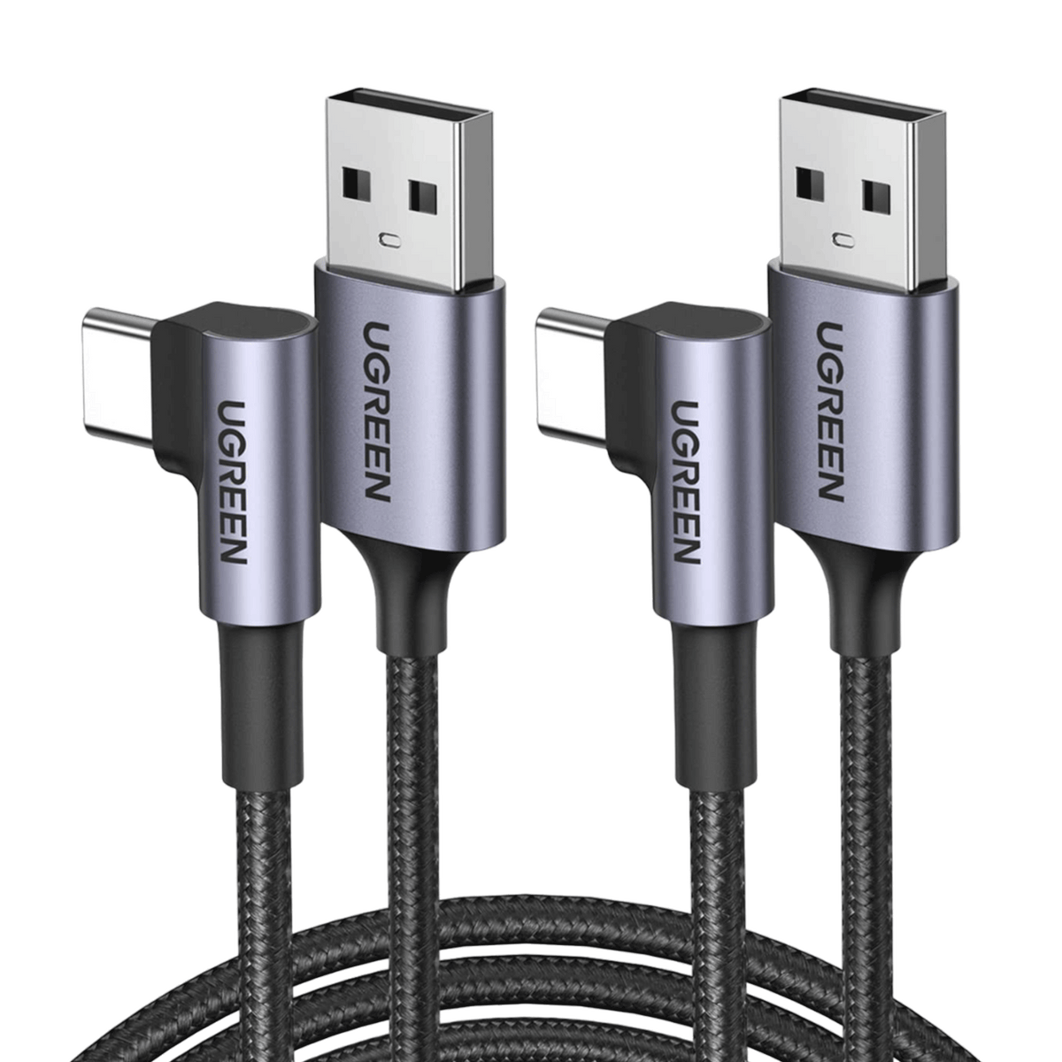 UGREEN Câble USB C Coudé 1M et 2M Lot de 2 Chargeur Type C Câble USB C Rapide 3A Nylon Tressé