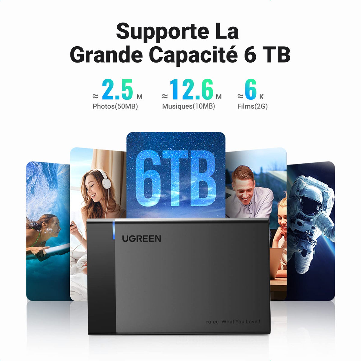 UGREEN USB 3.0 Boîtier Externe pour Disque Dur 2,5 Pouces SATA