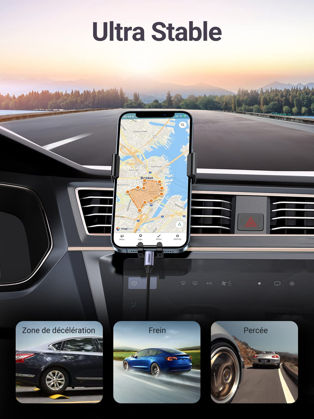 UGREEN Support Téléphone Voiture Gravité Grille Aération