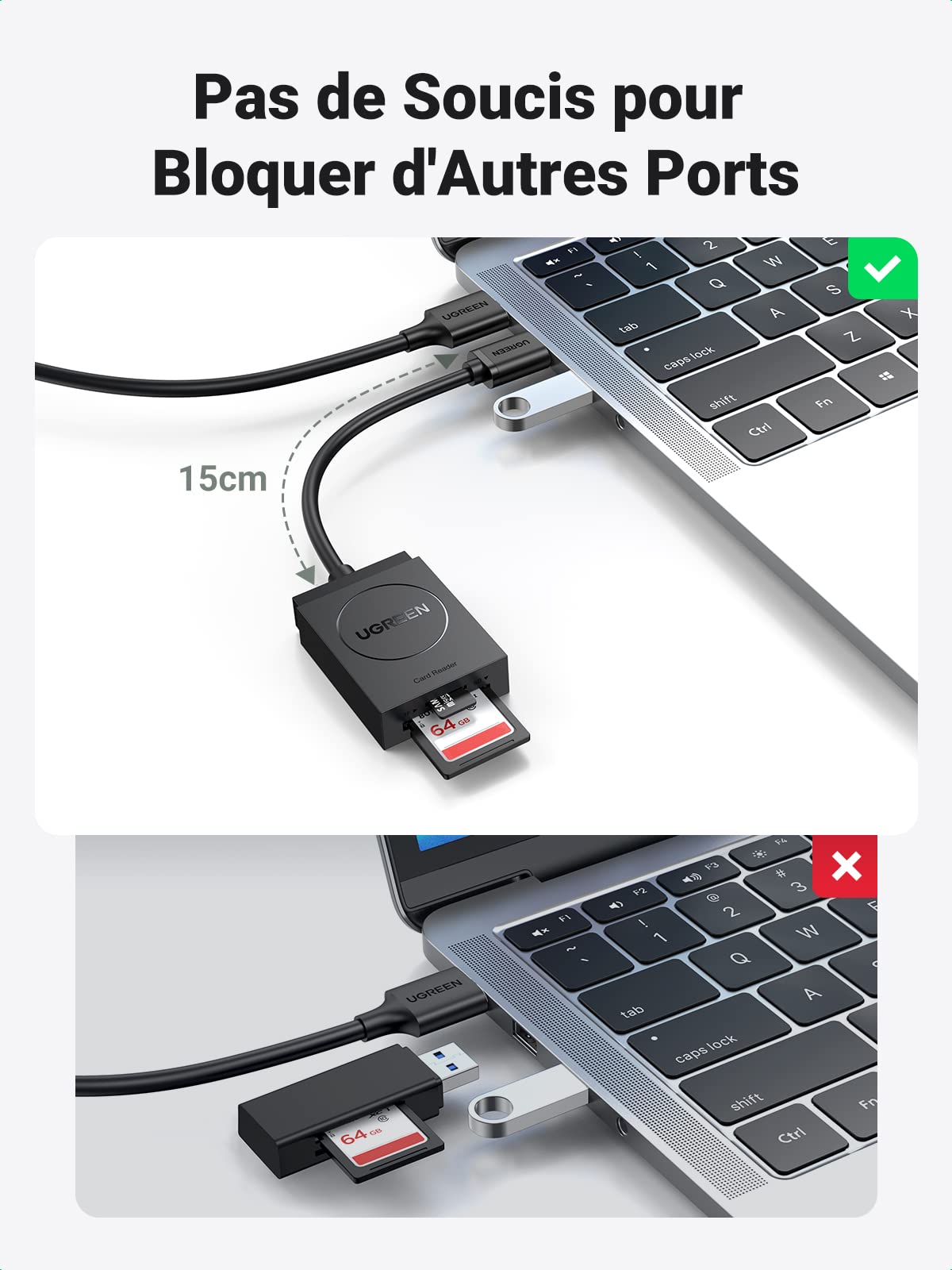 UGREEN USB 3.0 Lecteur de Carte SD Micro SD Adaptateur
