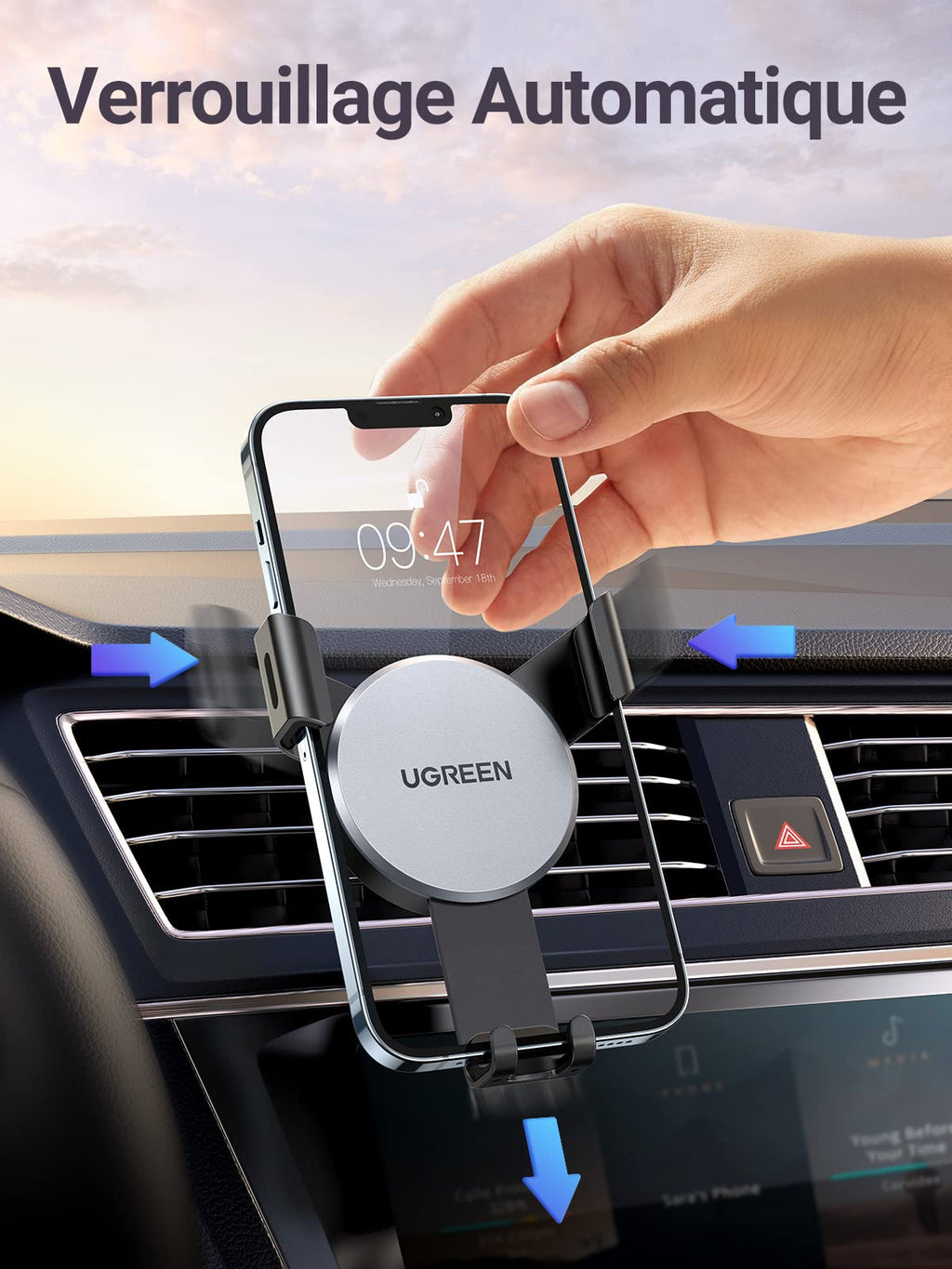 UGREEN Support Téléphone Voiture Gravité Grille Aération