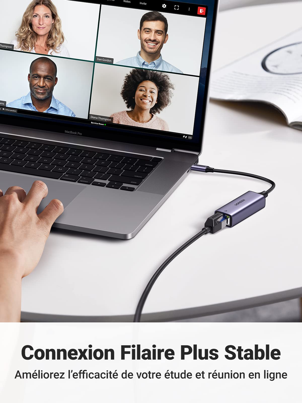 UGREEN Adaptateur USB C vers Ethernet Thunderbolt 3 4 RJ45